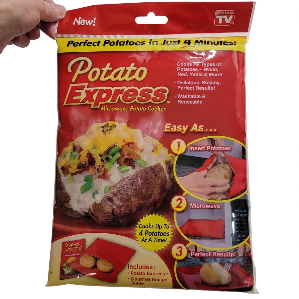 Potato Express Microwave Potato Cooker Bag Red Cooks‎ Up to 4 Potatoes in 4 Min